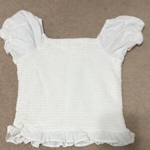 White Ruffled Girls Top size 10/12